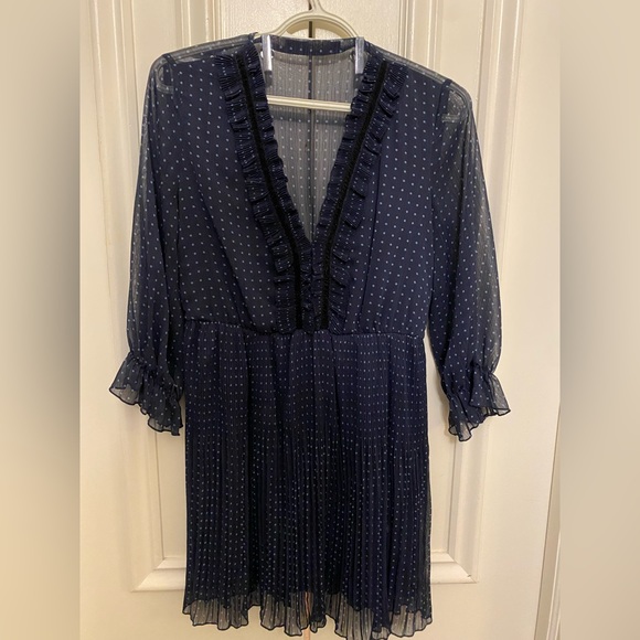ZARA navy blue polka-dot dress - Picture 3 of 4